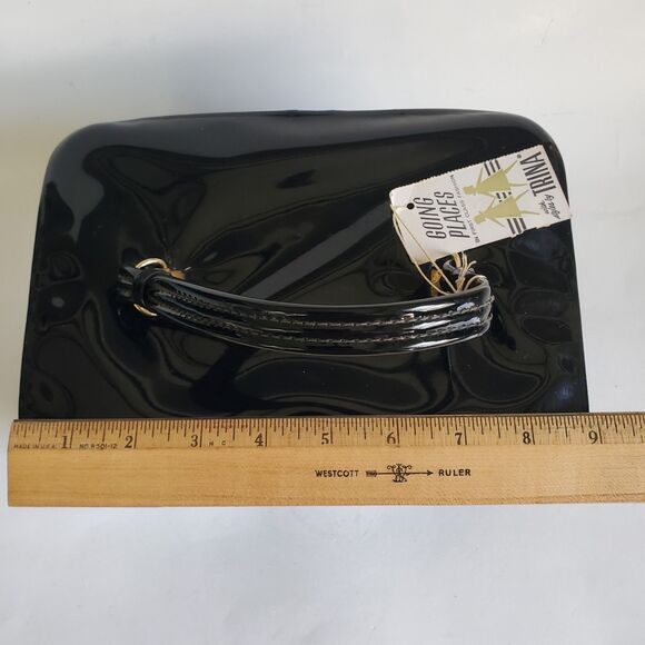 Retro Trina Going Places Vanity/Toiletry Patent Leather Zip Travel Case Mirror - Picture 14 of 16